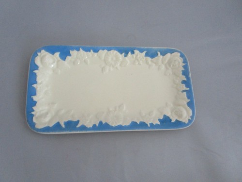 Rectangular blue white - white, ceramic